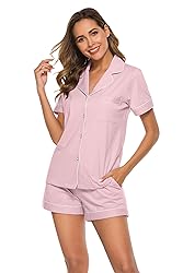 COLORFULLEAF Womens 100% Cotton Pajamas Short Set
