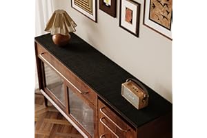 SMILEGIF Sideboard Buffet Cabinet Cover, Super Absorbent Mat for Wood Buffet Table, Anti-slip Top Protector for Coffee Bar Cabinet, Table Pad for Kitchen,Dining Room (Black, 15.7''X66'')