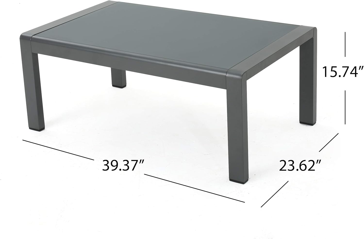 Christopher Knight Home Cape Coral Outdoor Aluminum Coffee Table with Tempered Glass Table Top, Grey : Garden & Outdoor