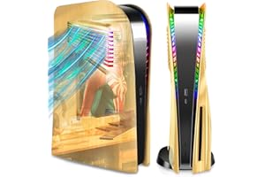 PS5 Console Plates with Cooling Vent and RGB LED Light Strip for PlayStation 5 Disc Edition, Hard Shockproof Faceplate Side S