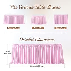 14ft Lenght Glitter Pink Table Skirt for Rectangle