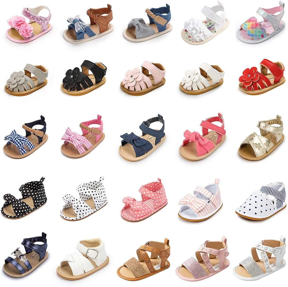  | Miamooi Infant Baby Girls Boys Sandals Summer Bowknot Crib Shoes Toddler Pu Leather Flower Soft Rubber Sole Dress Flats First Walker Shoes | Sandals