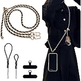 BFSDDM Crossbody Phone Strap - 2 Pads, Leather & Wrist Strap, Adjustable Finger Strap, Universal Phone Lanyard