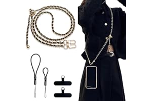 BFSD·DM BFSDDM Crossbody Phone Strap - 2 Pads, Leather & Wrist Strap, Adjustable Finger Strap, Universal Phone Lanyard