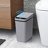 Anborry Smart Touchless Bathroom Trash Can 2.2 Gallon Automatic Motion Sensor Rubbish Can with Lid Electric Narrow Small Garbage Bin for Kitchen, Office, Toilet, Bedroom (Grey)