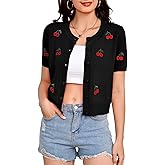 Bbonlinedress Women's 2025 Summer Cardigan Sweater Cropped Short Sleeve Button Down Knit Shrugs