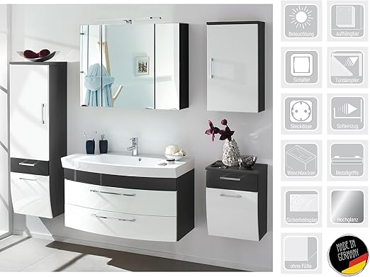 Badezimmer 5 Teilig Komplettset Badschranke Badezimmerset Badmobel Rima X Amazon De Kuche Haushalt