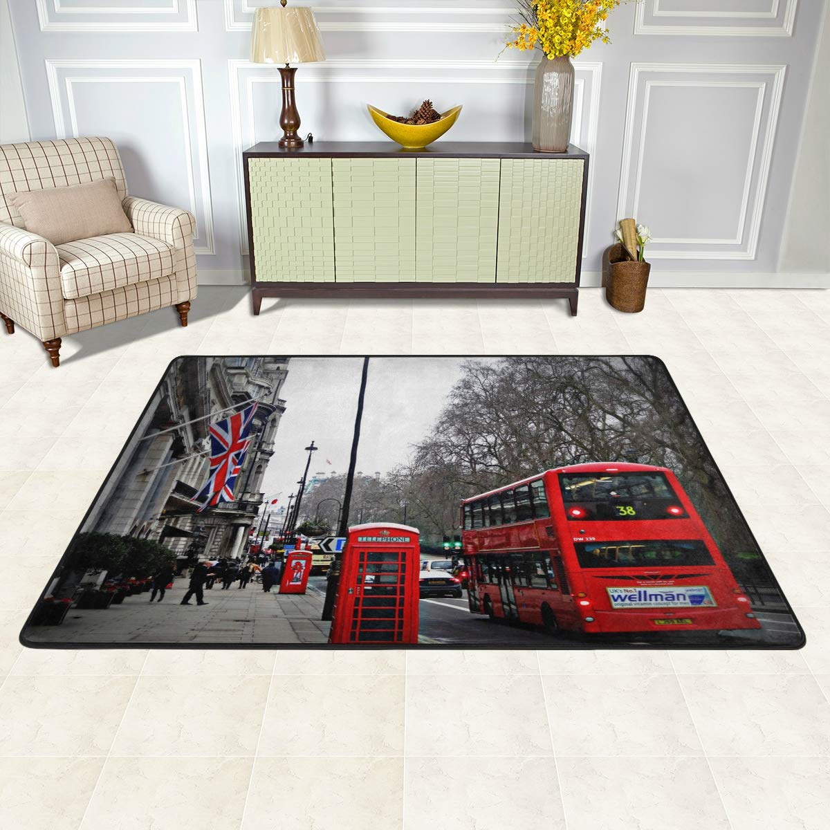 ISAOA zerbino Tappeto 0,9/&nbsp;x 0,6/&nbsp;m Le Strade di Londra Tappeto Antiscivolo Durevole Tappeto//Tappetino per Bagno Camera Cucina corridoio Pet Entry Rugs
