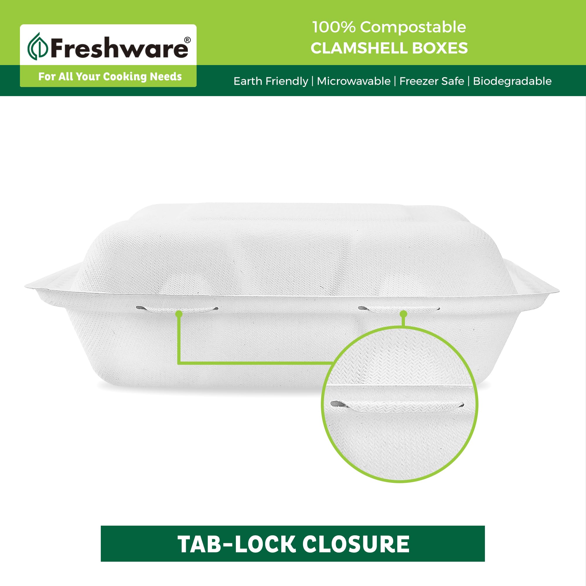 Mua Freshware Compostable Clamshell Food Containers [9x6