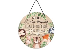 Putuo Decor Shh Baby Sleeping Door Sign for Front Door Kids Do Not Disturb Door Hanger Sign Kids Do Not Enter Sign Bedroom Baby Is Sleeping Do Not Knock or Ring for Home Baby Room Kindergarten Decor