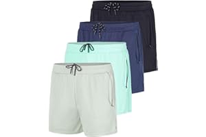 Real Essentials 4 Pack: Men's Mesh 7"/ 5"/ 3" Athletic Zipper Shorts Workout Gym Running Basketball (Big and Tall Available)