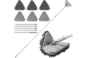BOOMJOY Wall Cleaner Mop with 82 Inches Long Handle, Baseboard Cleaner Tool Duster with Squeegee, Ceiling Cleaning Tool with 6 Replacement Pads for Painted Walls, Window, Floor