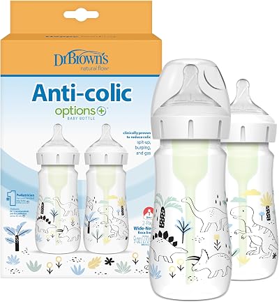 Dr. Brown's Natural Flow Anti-Colic Options+ Wide-Neck 9oz 2-Pack Dinosaur
