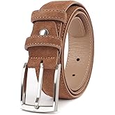 Ximraood Genuine Suede Leather Belt for Men, 1 3/8" Wide Dress Casual & Golf Belt