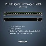 NETGEAR GS316 16-Port Gigabit Ethernet Switch Unmanaged Desktop Wall Mount view 2