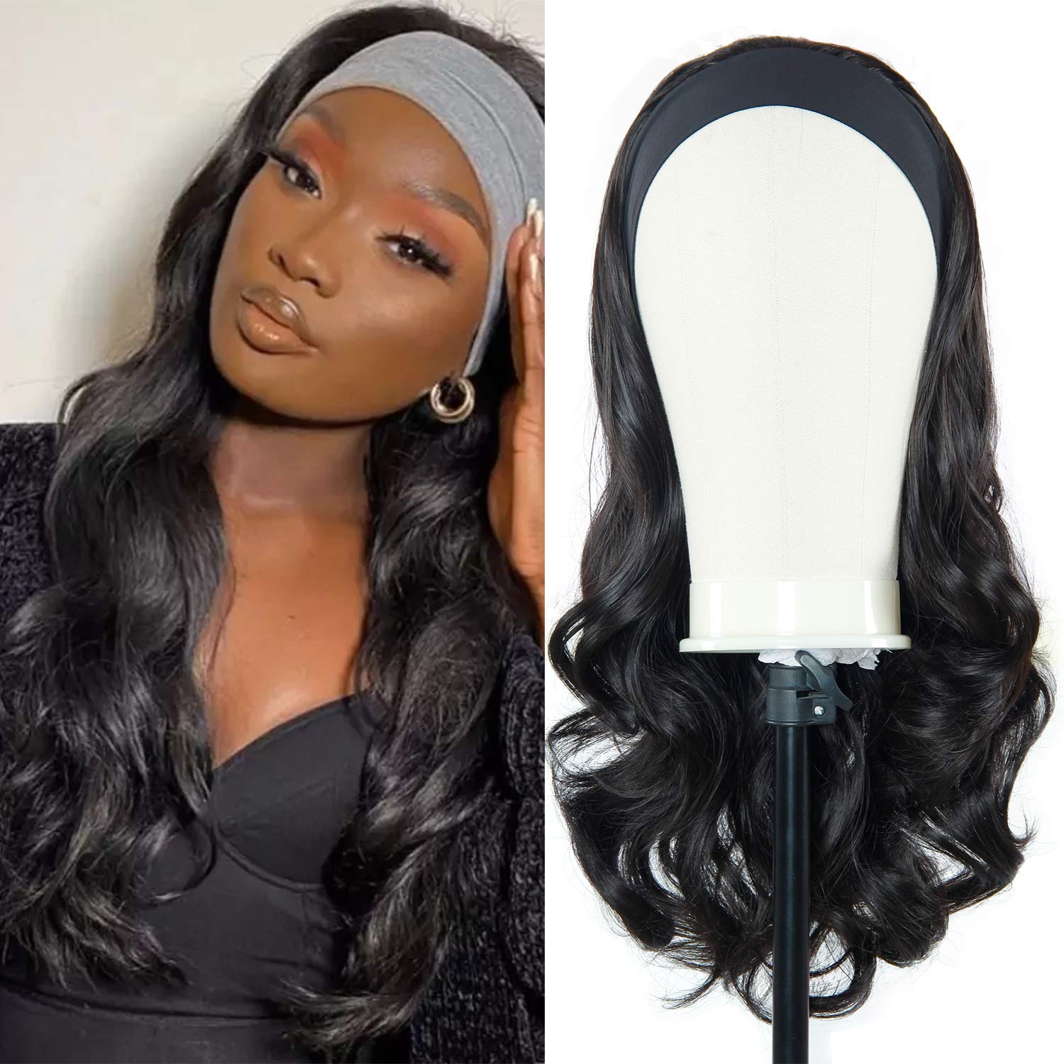 Headband Wig Body Wave For Black Women No Glue Synthetic