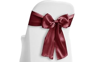 Lann's Linens - 10 Elegant Satin Wedding/Party Chair Cover Sashes/Bows - Ribbon Tie Back Sash - Burgundy
