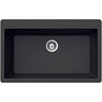 HOUZER V-100 MIDNITE Quartztone Series Granite Top Mount Large Single ...