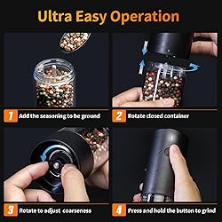 2Pack Electric Salt and Pepper Grinder Set USB