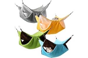 Nuogo 4 Pcs Rat Hammock for Cage Small Animal Hanging Ferret Hammocks for Rat Accessories Double Layer Ferret Bed for Guinea Pig Squirrel Chinchilla Playing and Sleeping(Classical)