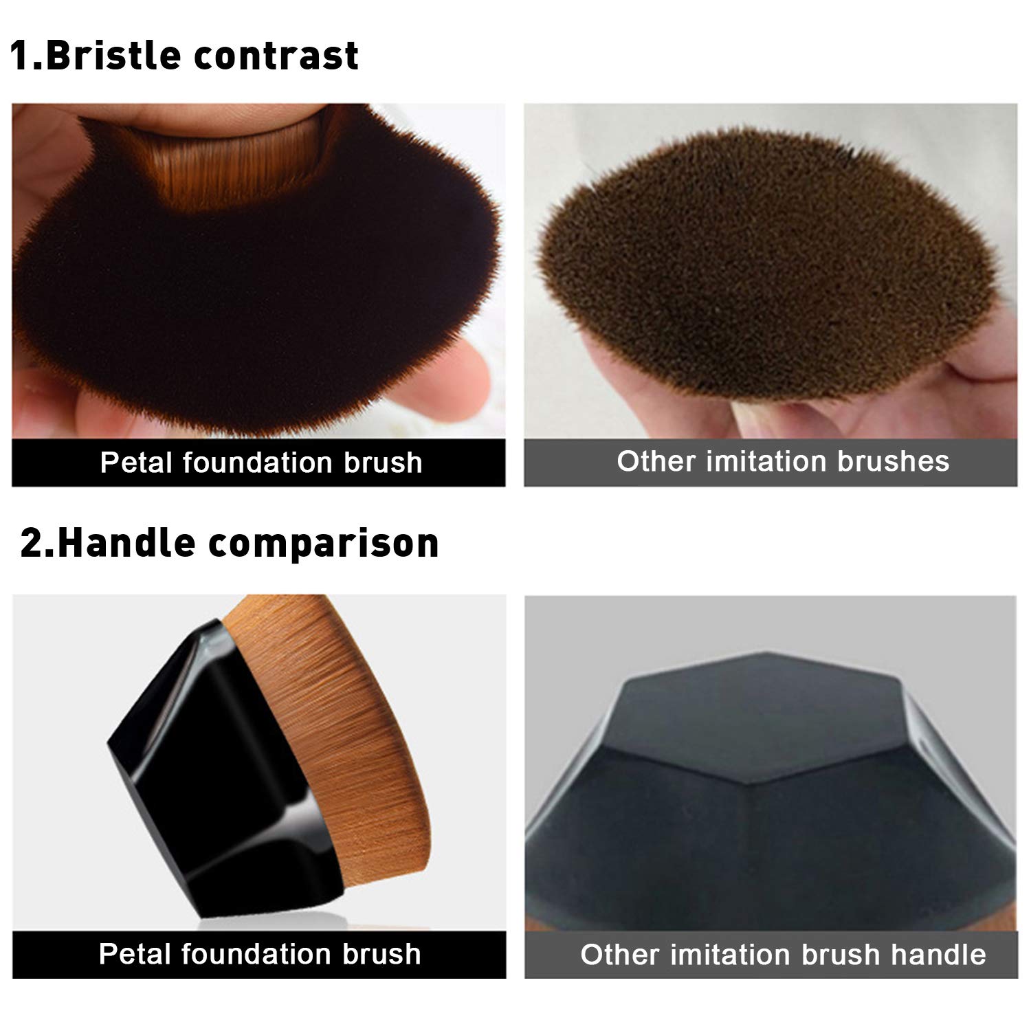 2 Pack Foundation Brush, Makeup Brush, Suitable for Mixed Liquid, Cream or Flawless Powder Cosmetics with 2 Pack Makeup Sponges: Beauty