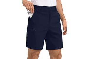 TUREFACE Men's 7 Inch Golf Shorts with Pockets Lightweight Wrinkle Resistant Quick Dry Flat Front Shorts with Belt Loops