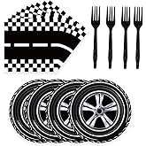 72 Pcs Race Car Paper Plates and Napkins - Disposable Party Plates and Napkins Tableware Set for Boys Birthday or Baby Shower (Race Car)