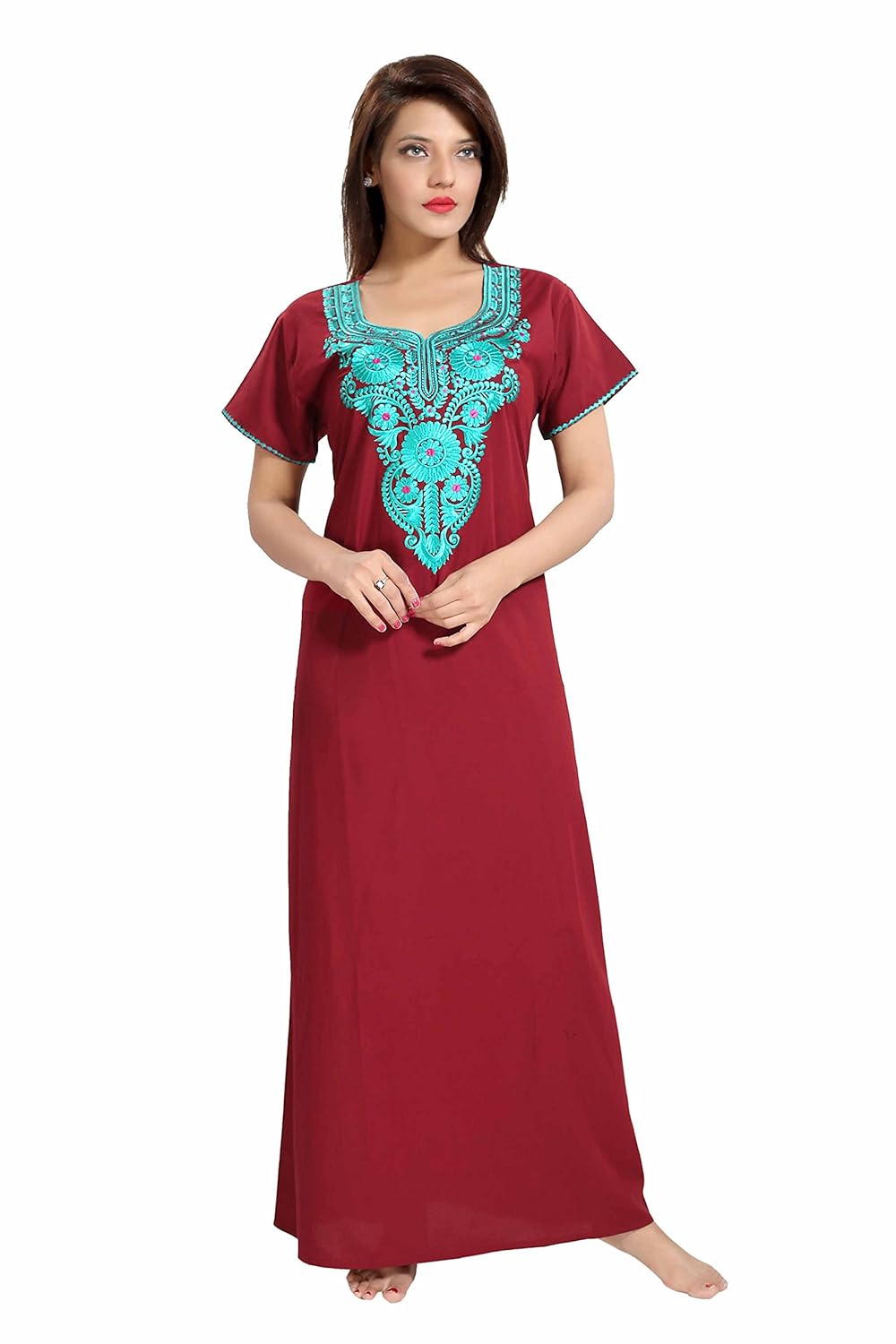 soulemo womens plain embroidery nighty (premium quality) 650