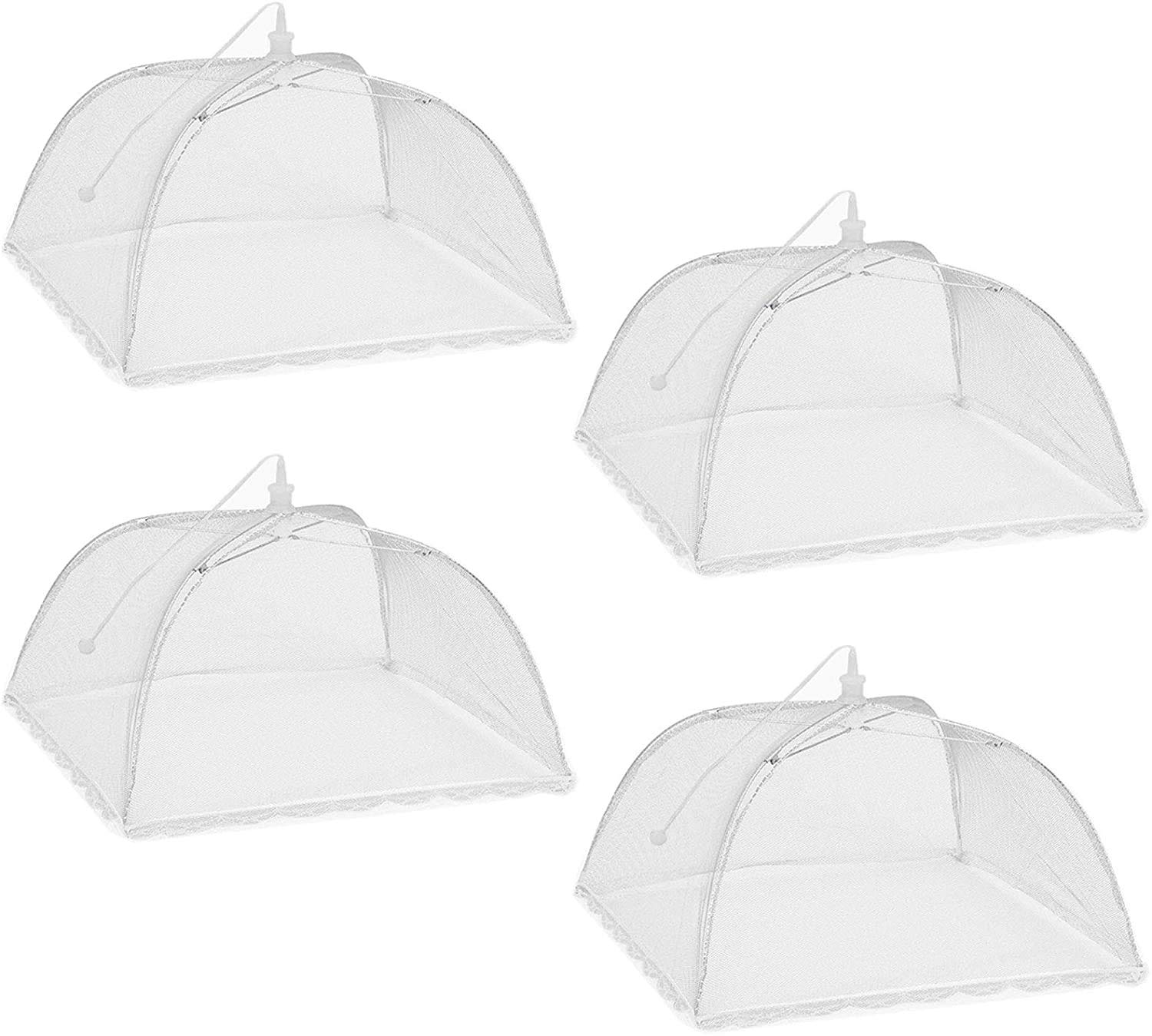 (4 pack) Large and Tall 17x17 Pop-Up Mesh Food Covers Tent Umbrella for Outdoors, Screen Tents, Parties Picnics, BBQs, Reusable and Collapsible …