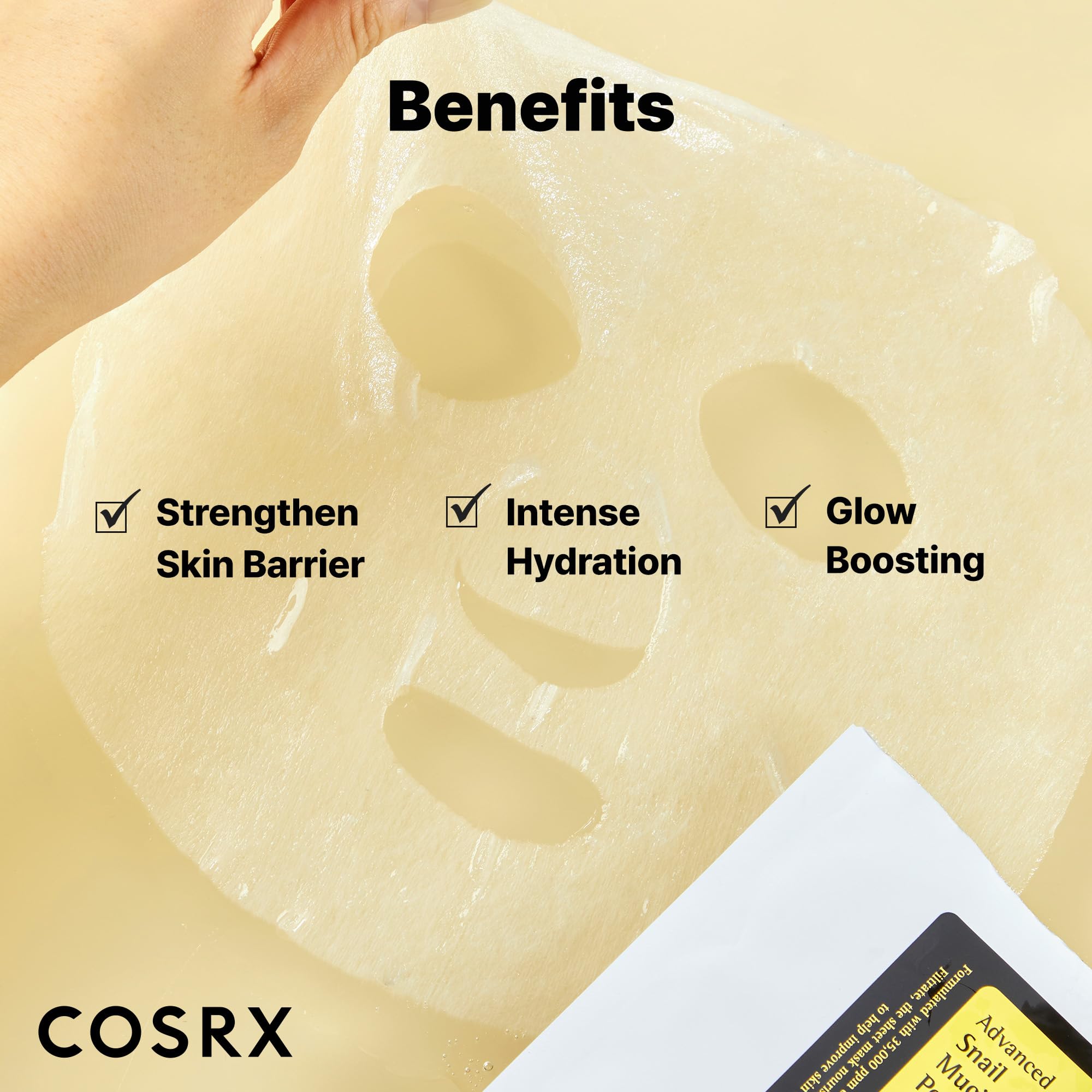 COSRX Snail Mucin Sheet Mask 10 EA with Snail Mucin Serum, Self Care, Face Masks for Dry, Sensitive Skin, Not Tested on Animals, No Parabens, No Sulfates, Korean Skin Care, Stocking Stuffers