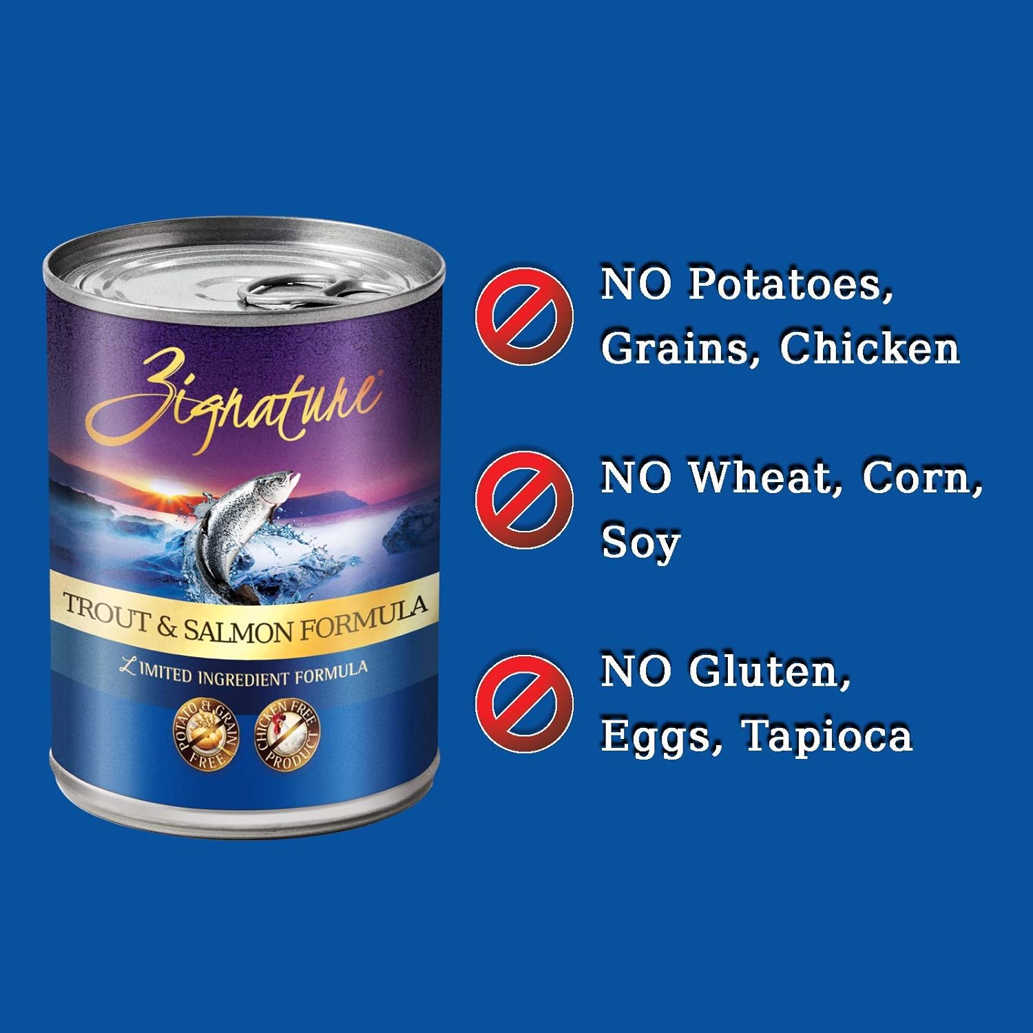 zignature trout and salmon canned dog food