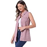 Allegra K Women's Denim Vest Sleeveless Button Down Waistcoat Casual Long Jean Vests