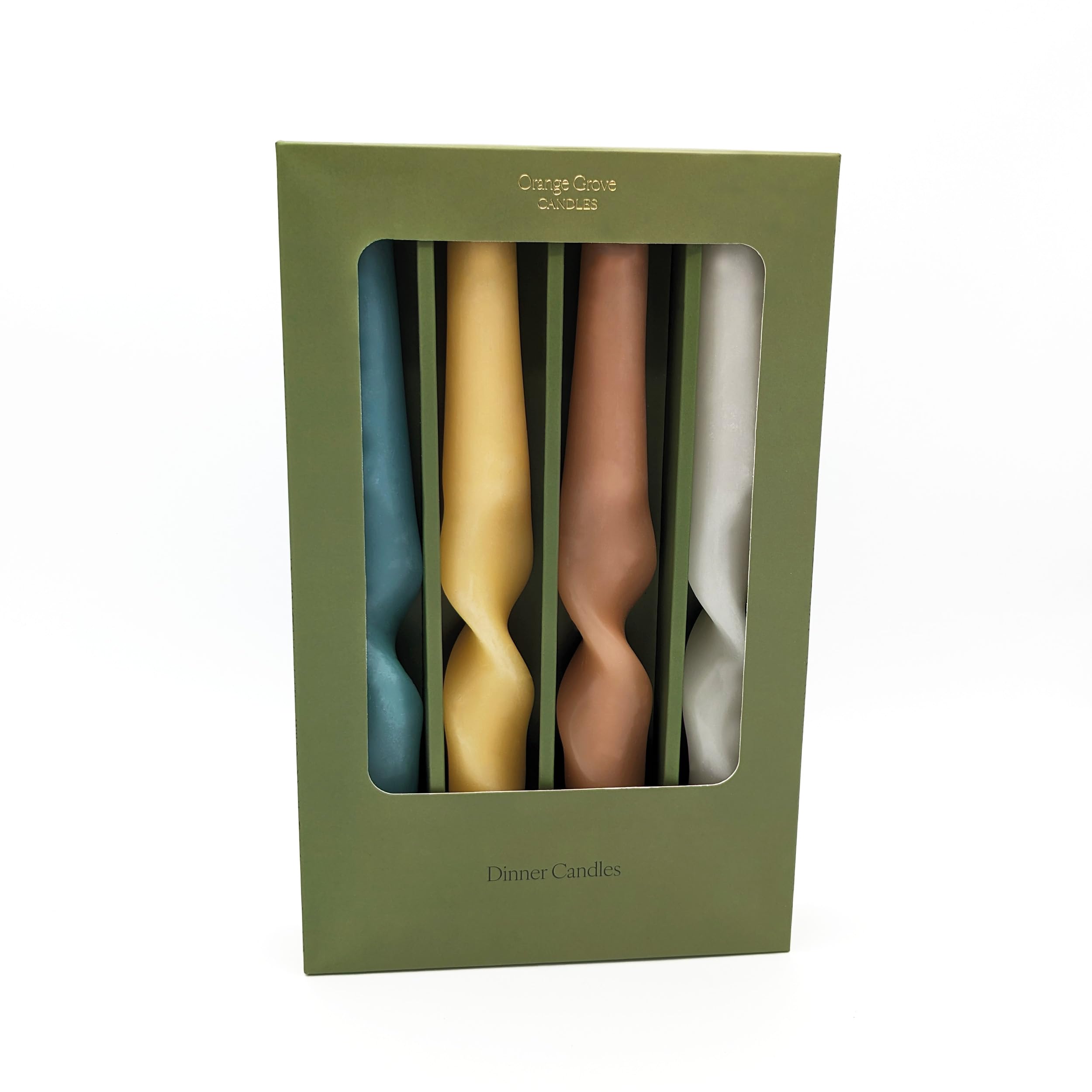 Twisted Design Dinner Candles in Gift Box Set of Four, Pastel Colours