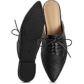 Decould sylf Womens Mules Flats 2026: Comfortable Pointed Toe Shoes Slip On Slingback Loafers with Lace Up for Business Office