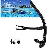 Focevi Swim Snorkel for Lap Swimming,Adult/Youth Swimming Snorkel Training | No Hurt Forehead No Slip No Loud gurgling Noise ,Beginner Swimmer Snorkle Center Mount Snorkeling One-Way Purge Valve
