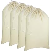 COTTON CRAFT Extra Large Laundry Bags - 4 Pack Washable Utility Bag - 28x36 | Heavy Duty Durable Cotton Canvas Drawstring Closure Laundry Bag - Dorm Basket Hamper Liner Toys Clothes Organizer Sack