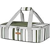 LUNCIA Insulated Single Decker Casserole Carrier, Lasagna Lugger Tote Keeps Food Hot or Cold, Thermal Lunch Bag for Potluck Parties, Picnic and Cookouts, Fits 9" x 13" Baking Dish, Dark Green