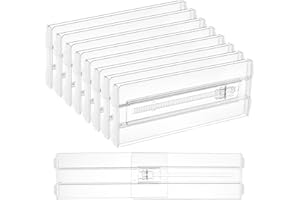 Vtopmart 8 Pack Drawer Dividers for Clothes, Adjustable 4" High Expandable from 10.2"-16.5" Dresser Drawer Organizer, Clear P