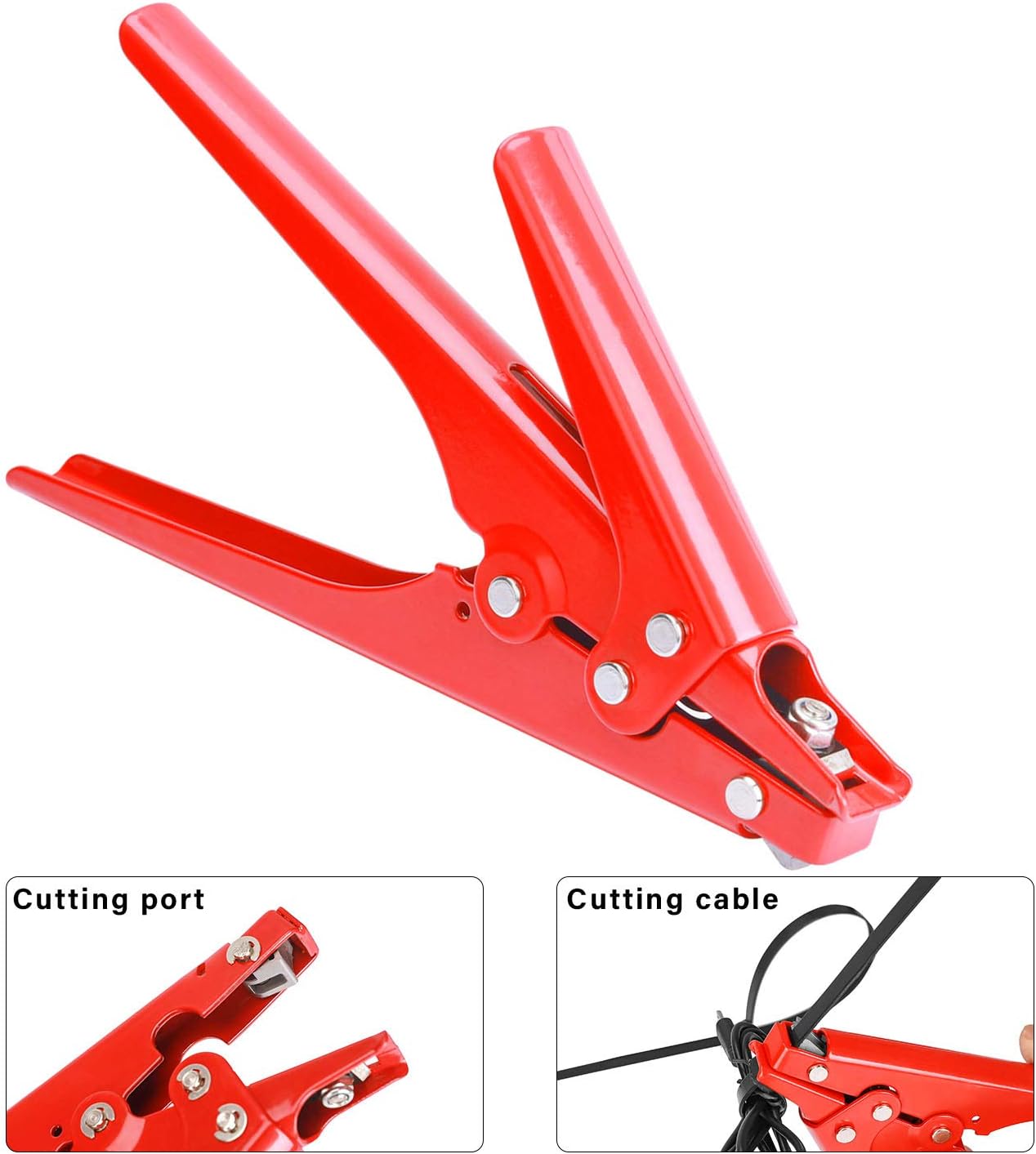 HS-519 All Metal Self Locking Clamp and Cutter for Fasteners up to 3/8" Width #18-ZDQ, Red - Image 3
