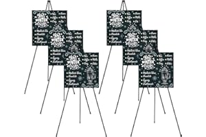 Mutualsign 6 Packs Easel Stand for Display Easels for Signs Black Easel Floor Tripod Standing Poster Easel, Lightweight Metal Portable Welcome Board Stand, Base 63" Max, Supports 5 pounds