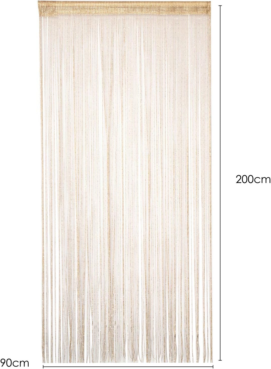 TRIXES Dew Drop Gold String Curtain Panel, 90 x 200 cm, Waterfall Effect, Glitter Thread Partition Divider - Image 4