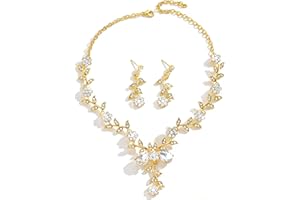 Costume Jewelry for Women Prom Earrings Necklace Bracelet Set Elegant Crystal Necklace Earrings Bracelet Bridal Wedding Prom 