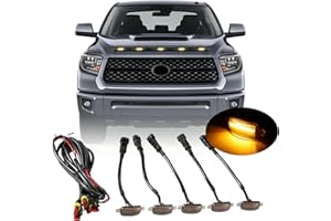 YUNHECAM Front Grille LED Lights for Toyota Tundra 2008-2022 Universal Trucks SUV with Raptor Style Grill Trim Amber DRL Lamps for Dodge Ram/Ford F150/ Jeep Gladiator/GMC Sierra/Chevrolet Silverado/ (5PCS)