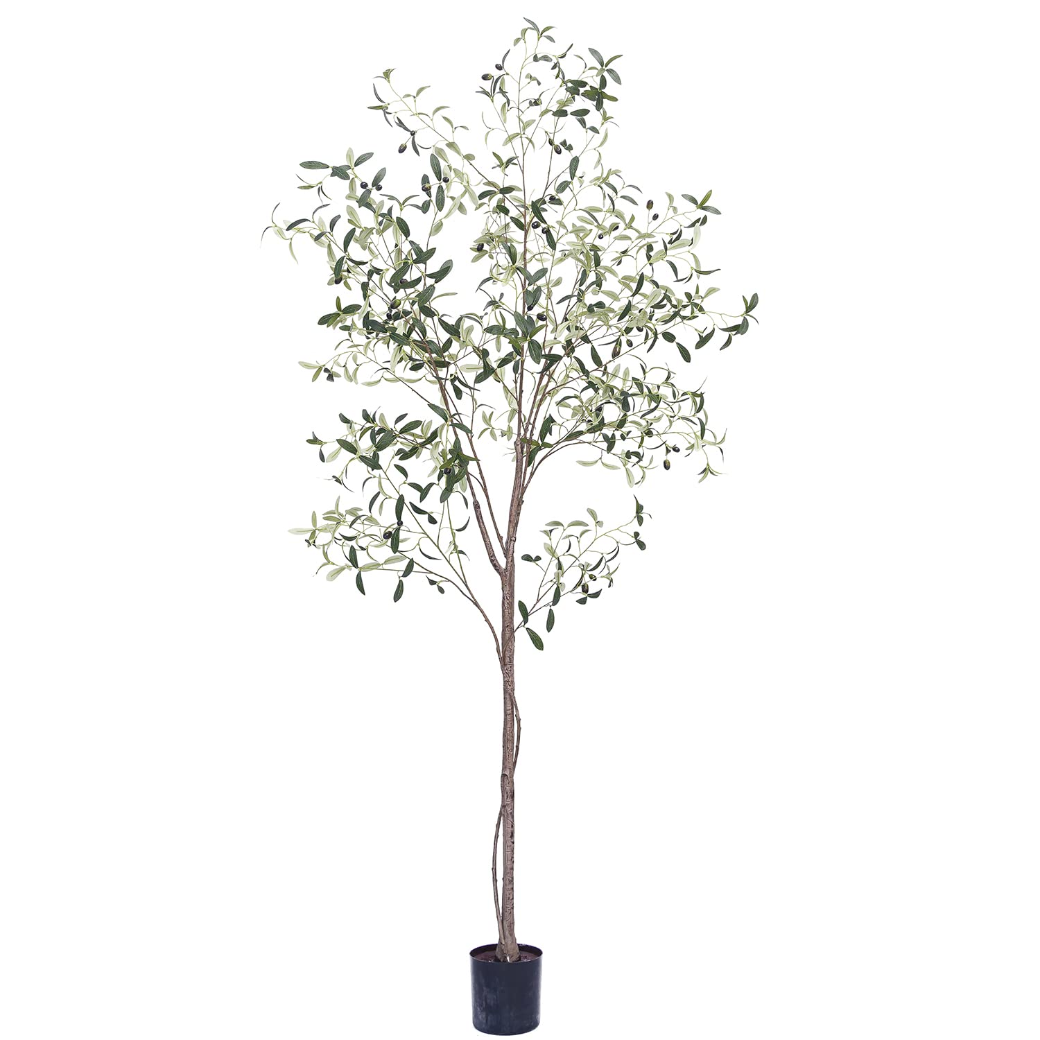 Photo 1 of Phimos Artificial Olive Tree Tall Fake Potted Olive Silk Tree with Planter Large Faux Olive Branches and Fruits Artificial Tree for Modern Home Office Living Room Floor Decor Indoor (7FT)