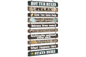 Tatuo Hot Tub Pool Patio Rules Signs Gifts Wood Funny Rules Signs Decorative Outdoor Regulations Plaque Wall Bath for Bathroo