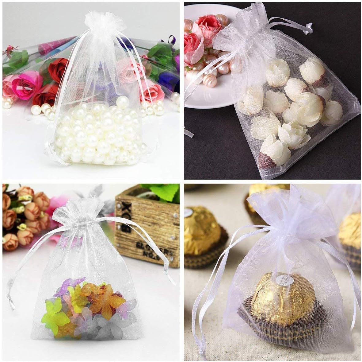 Boolavard® TM 50 Party Xmas Gift Bags Jewellery Pouches Mixed Organza Bridal Wedding Purple Blue Pink Yellow Black 7 * 9 cm - Image 4