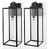 DORESshop 24 Inch Large Size Dusk to Dawn Outdoor Wall Lights, Matte Black Waterproof Anti-Rust Outdoor Light Fixtures Wall M