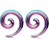 Pierced Owl Stainless Steel Spiral Tapers, Sold as a Pair (4mm (6GA), Rainbow)