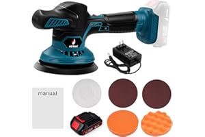 Wadukud Cordless Car Buffer Polisher, 21V Car Buffers and Polishers Kit with 1 * 5-Cell 1300mAh Battery, 6 Variable Speeds to
