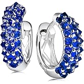 Moissanite/Sapphire/Emerald/Ruby Small Chunky Hoop Earrings for Women Men, Solid 925 Sterling Silver, Spike Novelty Setting 15mm Huggie Hoops, Valentine Anniversary Mother's Day Gifts